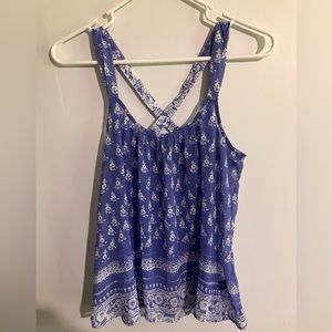 Express blue sheer and floral tank top